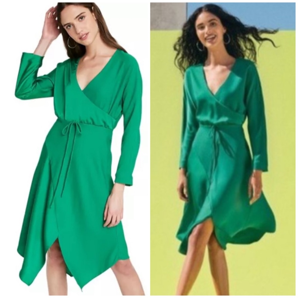 Cushnie NWOT Emerald Green Wrap Midi Dress V-neck